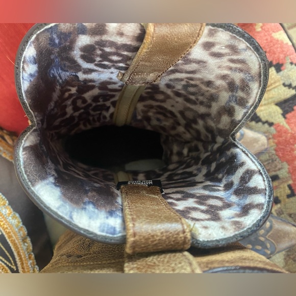 Laredo Women's Western Cowboy Boots Cullison Bucklace Black/tan crackle-leopard - Picture 15 of 16